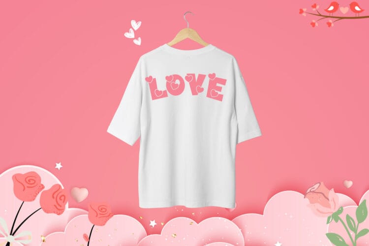 Varsity Valentine Font on shirt mock up