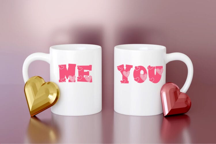 Valentine College Font on mug mock up