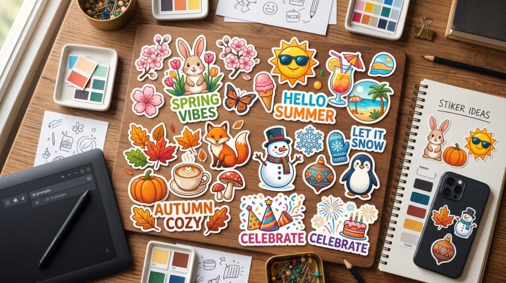 seasonal sticker AI prompts