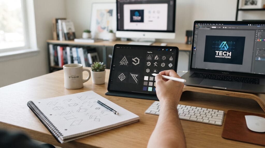 technology logo design